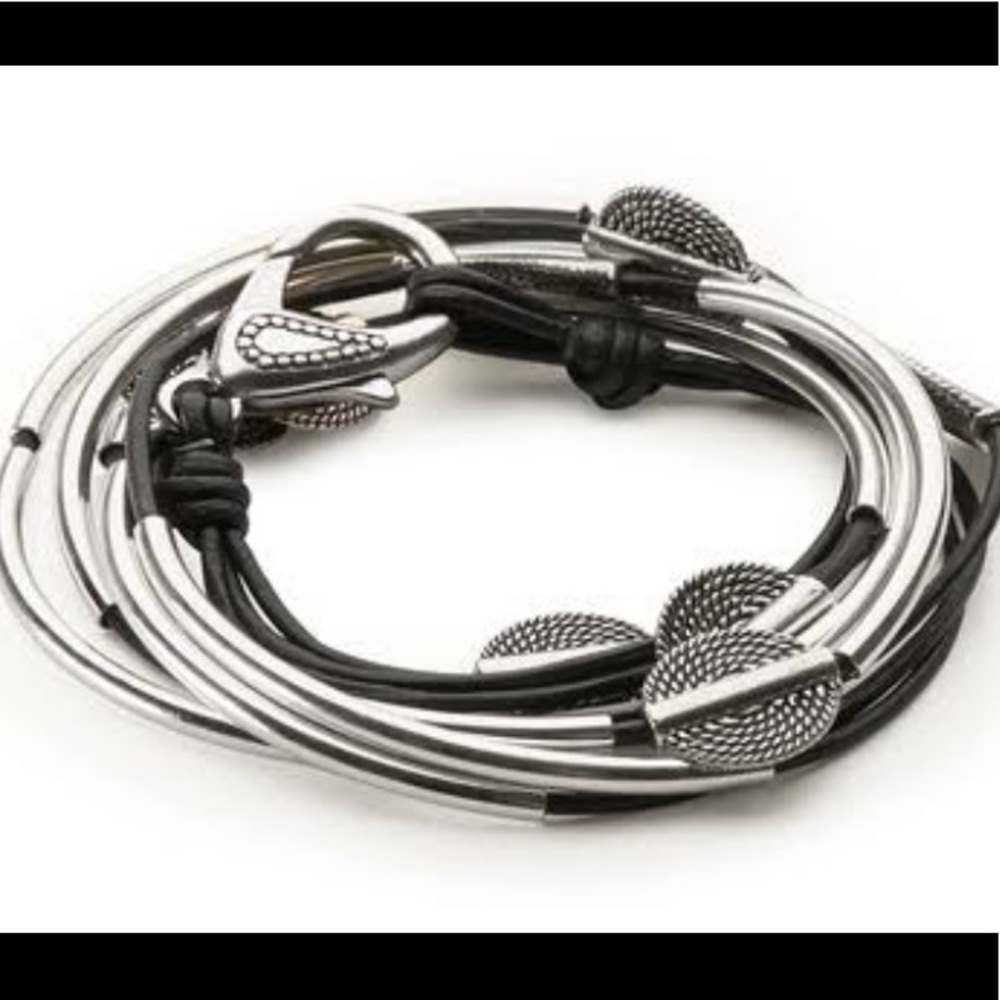 Lizzy Disc Natural Black Wrap Bracelet & Necklace By Lizzy James Sz. L